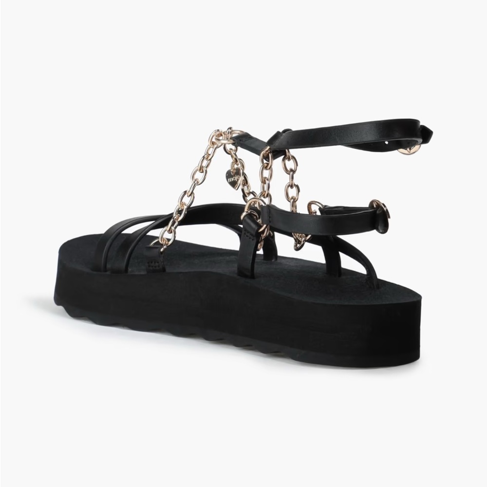 MAJE Chain-trimmed Leather Platform Sandals - Picture 4 of 5